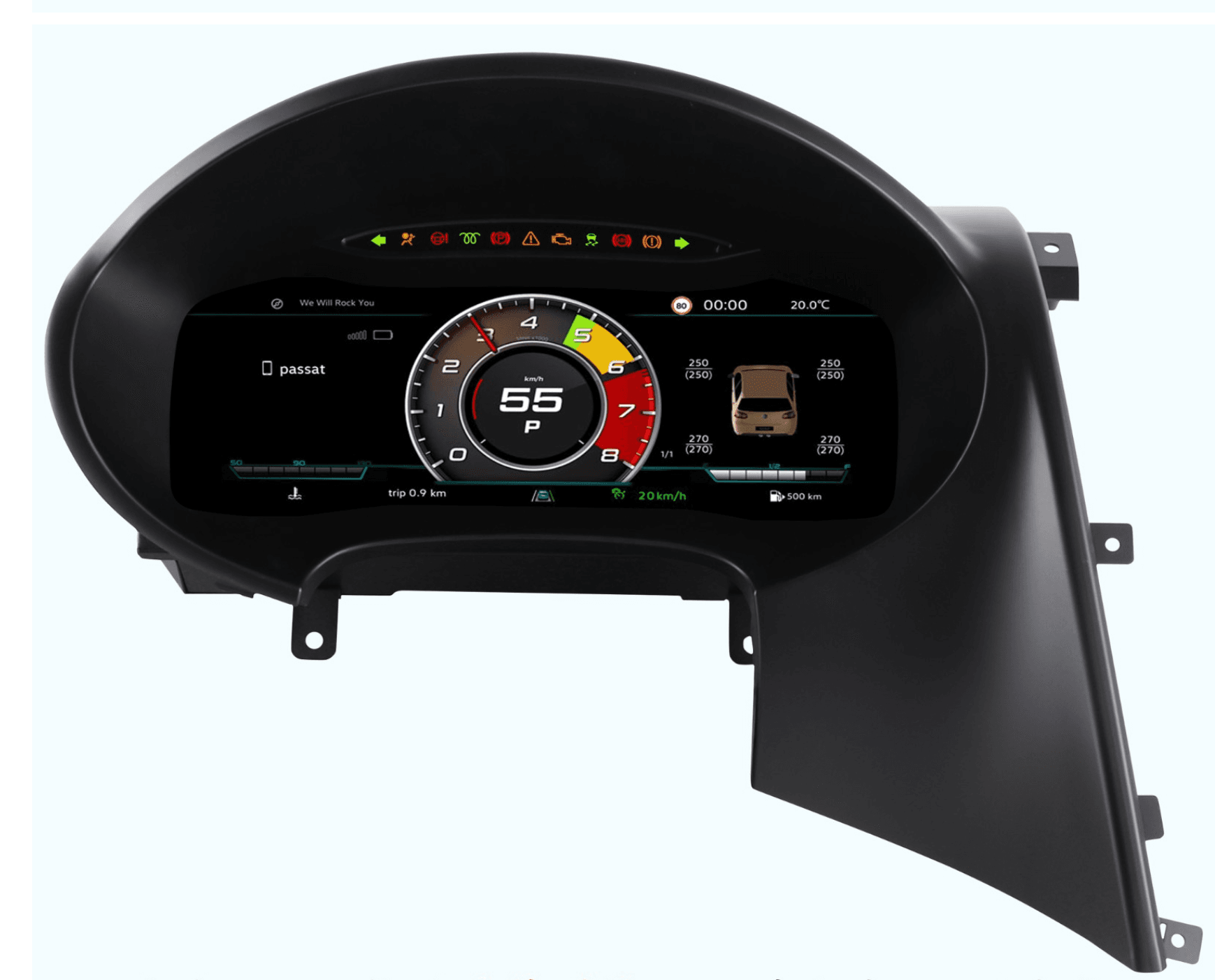 Fiat 500 7-inch Digital Instrument Cluster Retrofit NF-1051 product image by Yrefit for Fiat NF-1051